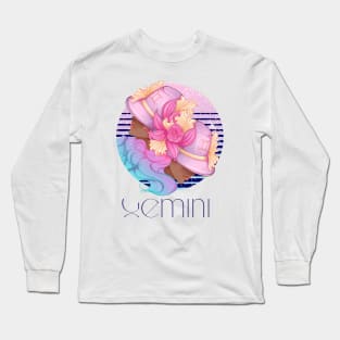 Gemini Zodiac Sign | Circle Beautiful Girl Long Sleeve T-Shirt